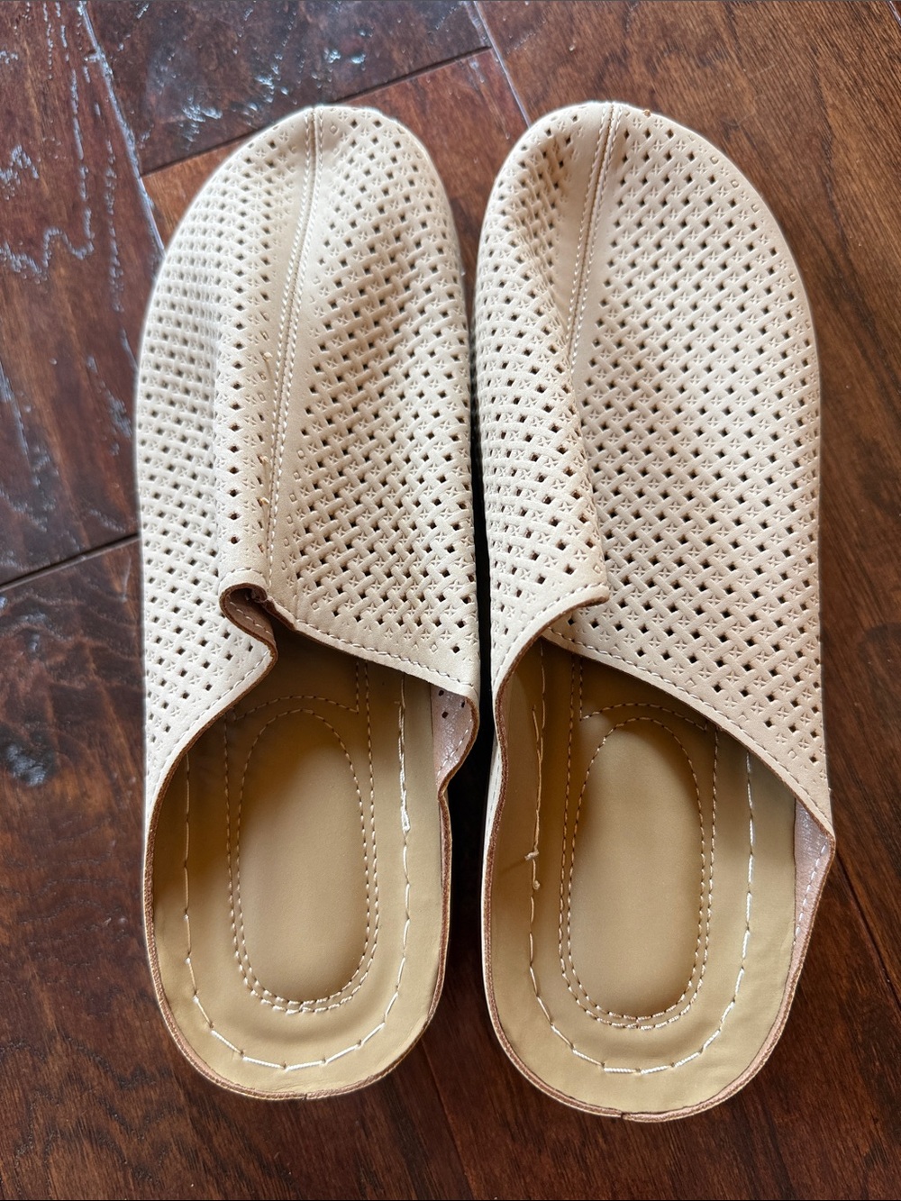 Perforated Slip-On Women’s Mule in Light Beige